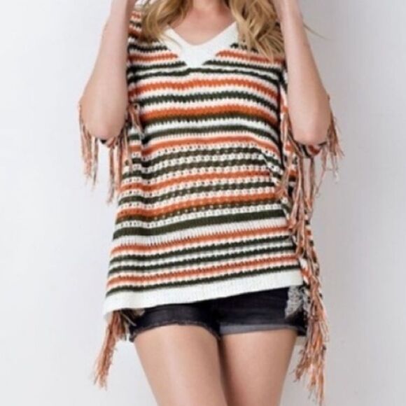 ‎Striped  Fringed Sweater - Picture 1 of 13